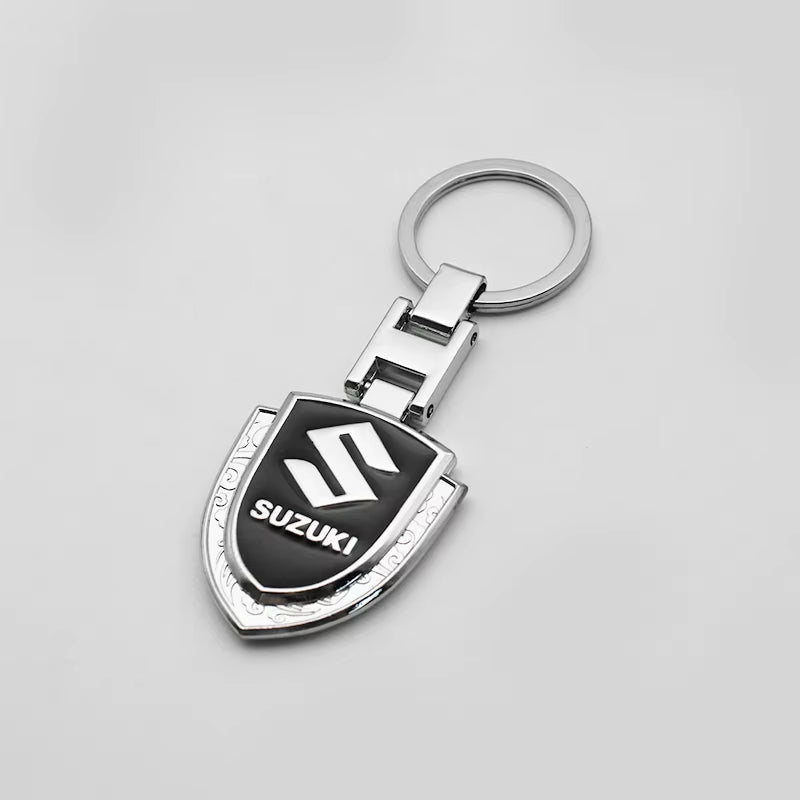 1Pc 3D Metal+Leather Car Styling Keychain for  Grand Swift Jimny Vitara Baleno SX4 Badge Emblem Key Rings Auto Accessories