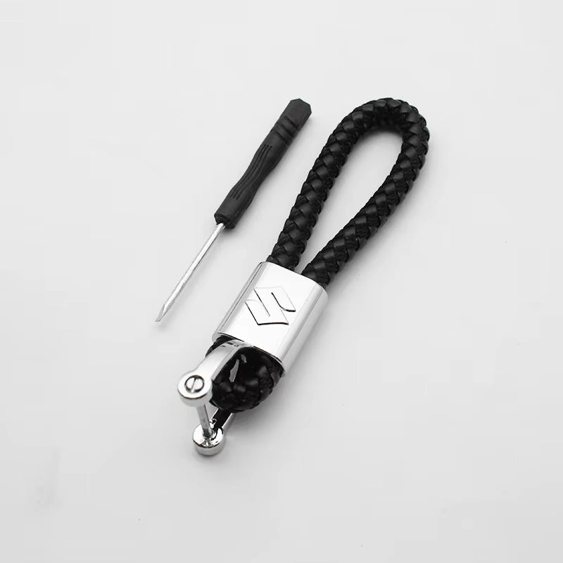 1Pc 3D Metal+Leather Car Styling Keychain for  Grand Swift Jimny Vitara Baleno SX4 Badge Emblem Key Rings Auto Accessories