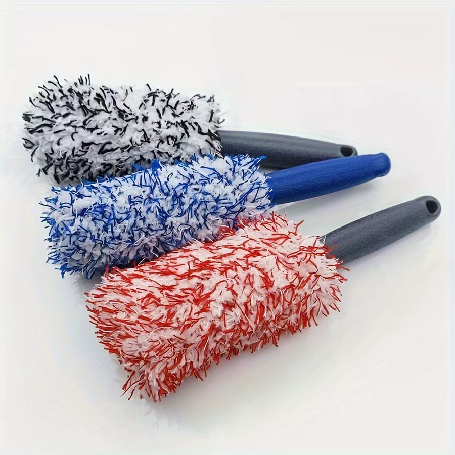 Car Wash Super Brush Plush Premium Wheels Brush Non-Slip Handle Easy to Cleaning Rims Spokes Wheel Barrel Car Detailing