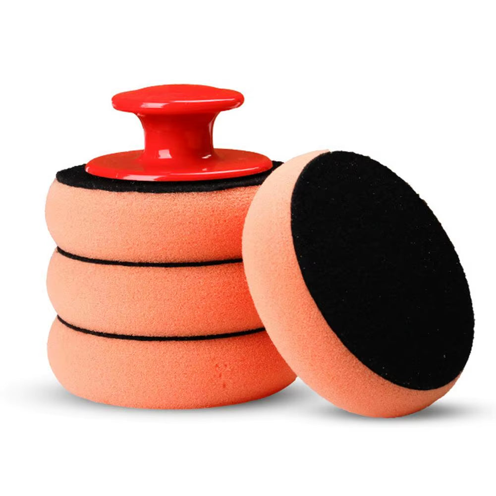 5Pcs Car Wax Wash Polish Pad Sponge Cleaning Foam Kit Microfiber Applicator Pads with Gripper Handle Car Polish Sponge Cleaning