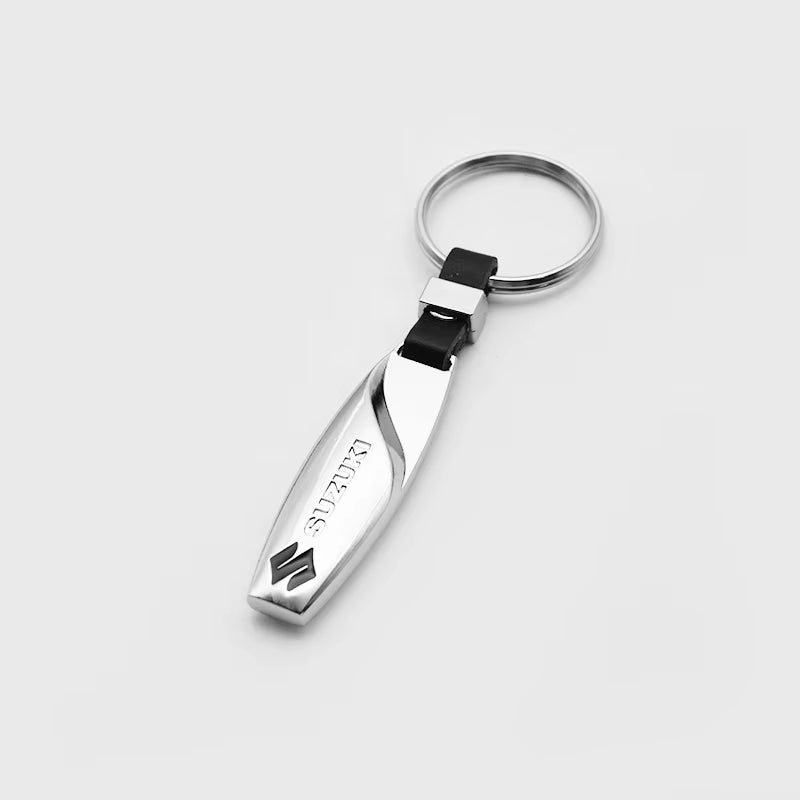 1Pc 3D Metal+Leather Car Styling Keychain for  Grand Swift Jimny Vitara Baleno SX4 Badge Emblem Key Rings Auto Accessories
