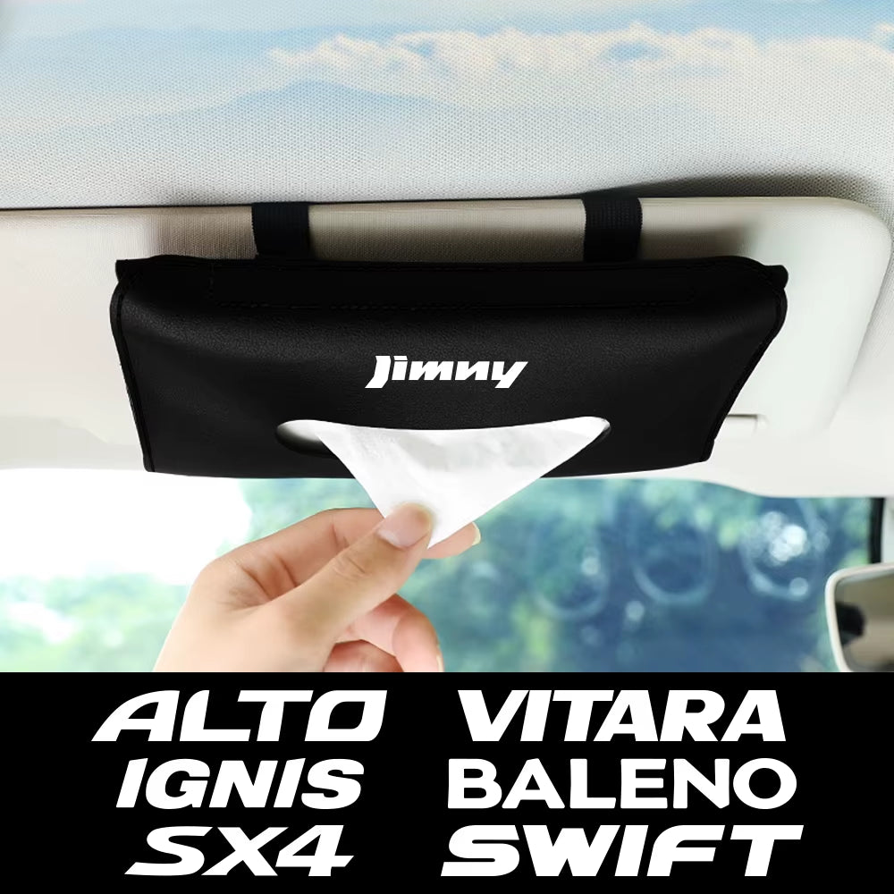 Car Visor Tissue Bag for Suzuki Jimny Swift Grand Vitara Ignis Alto Baleno SX4 Samurai S-Cross Celerio Ertiga Car Accessories