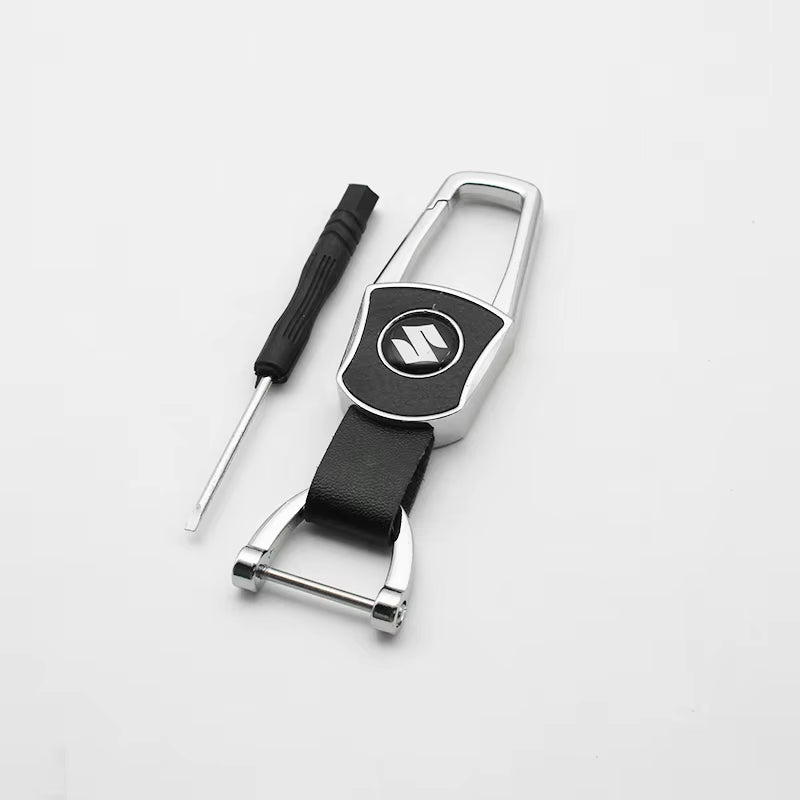1Pc 3D Metal+Leather Car Styling Keychain for  Grand Swift Jimny Vitara Baleno SX4 Badge Emblem Key Rings Auto Accessories