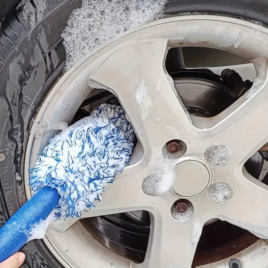 Car Wash Super Brush Plush Premium Wheels Brush Non-Slip Handle Easy to Cleaning Rims Spokes Wheel Barrel Car Detailing