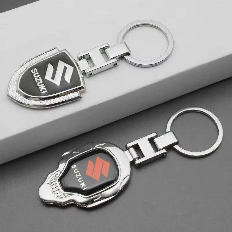 1Pc 3D Metal+Leather Car Styling Keychain for  Grand Swift Jimny Vitara Baleno SX4 Badge Emblem Key Rings Auto Accessories