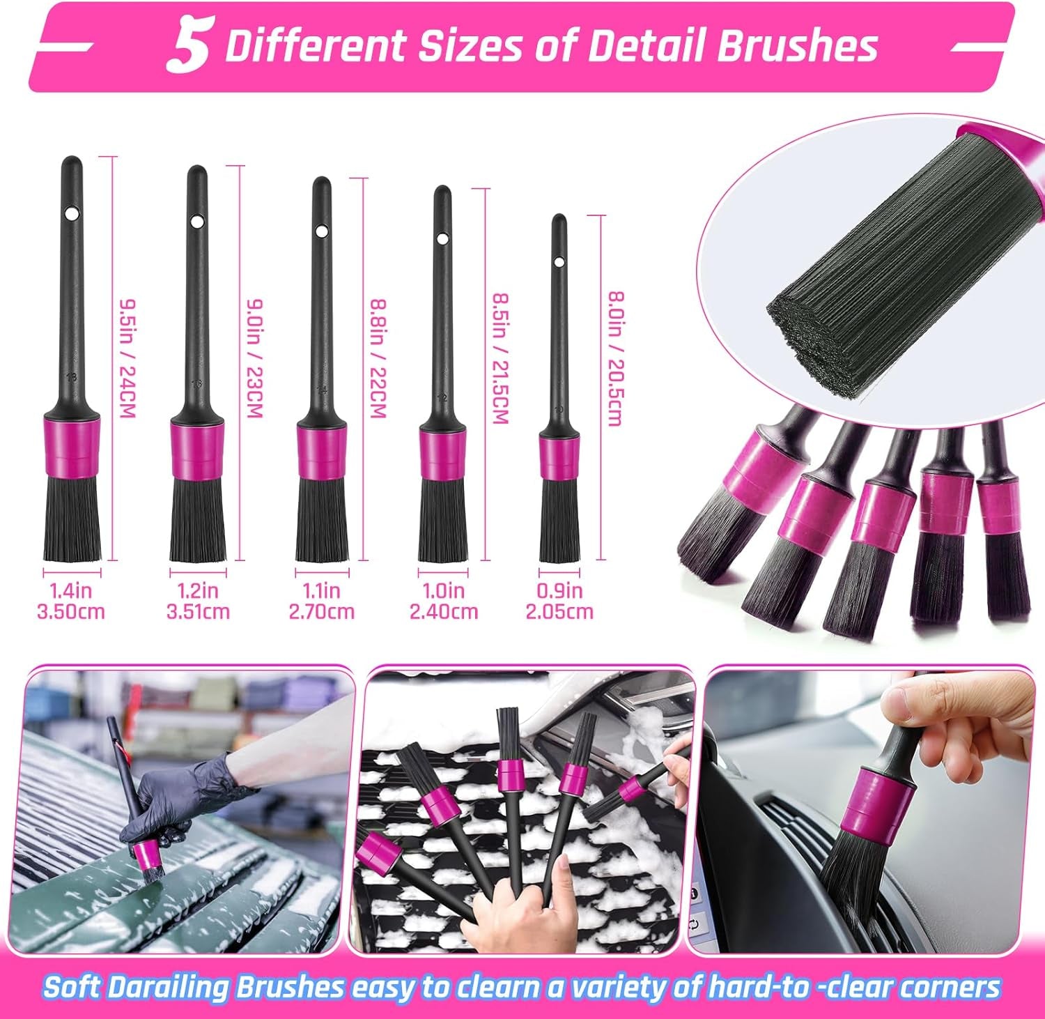47PCS Car Detailing Kit Interior Cleaner, Car Cleaning Supplies with High Power Car Vacuum Cleaner,Auto Detailing Kit,Car Wash Kit with Bucket Detailing Brush Set, Pink Car Accessories for Women