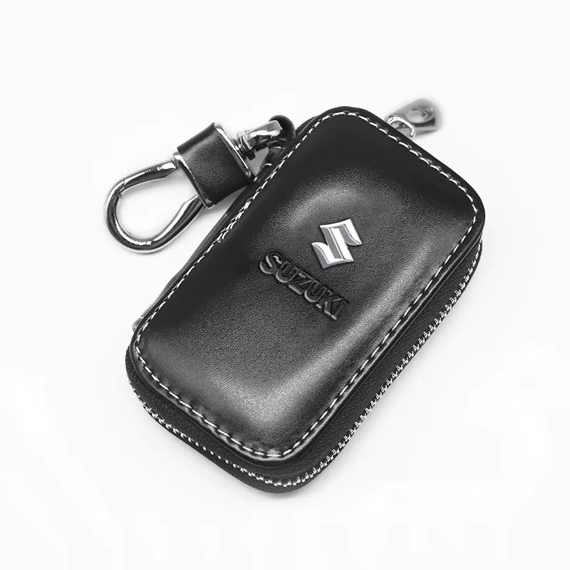 1Pc 3D Metal+Leather Car Styling Keychain for  Grand Swift Jimny Vitara Baleno SX4 Badge Emblem Key Rings Auto Accessories