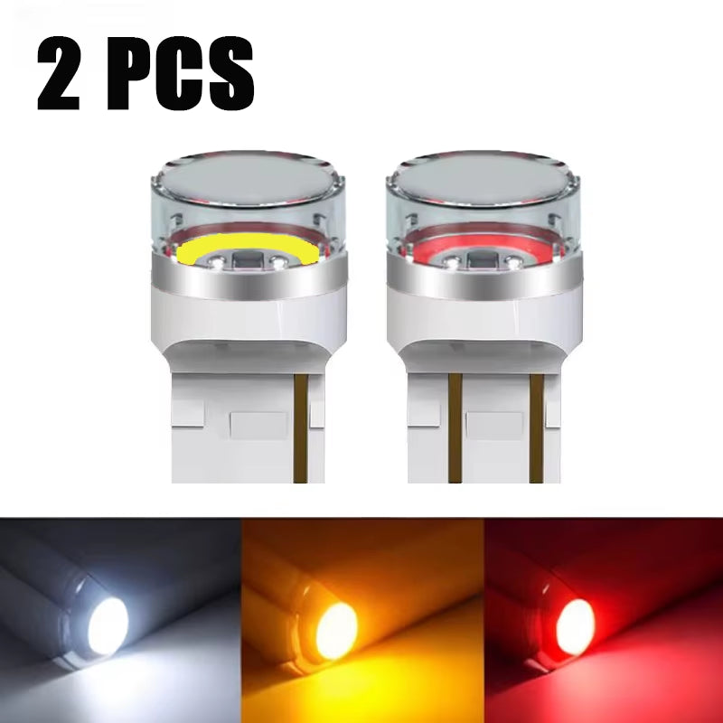 2Pcs 12W Transparent LED COB T20 7440 W21W Canbus Reverse Light W21/5W 7443 LED Bulb Motorcycles Car Brake Turn Signal Light