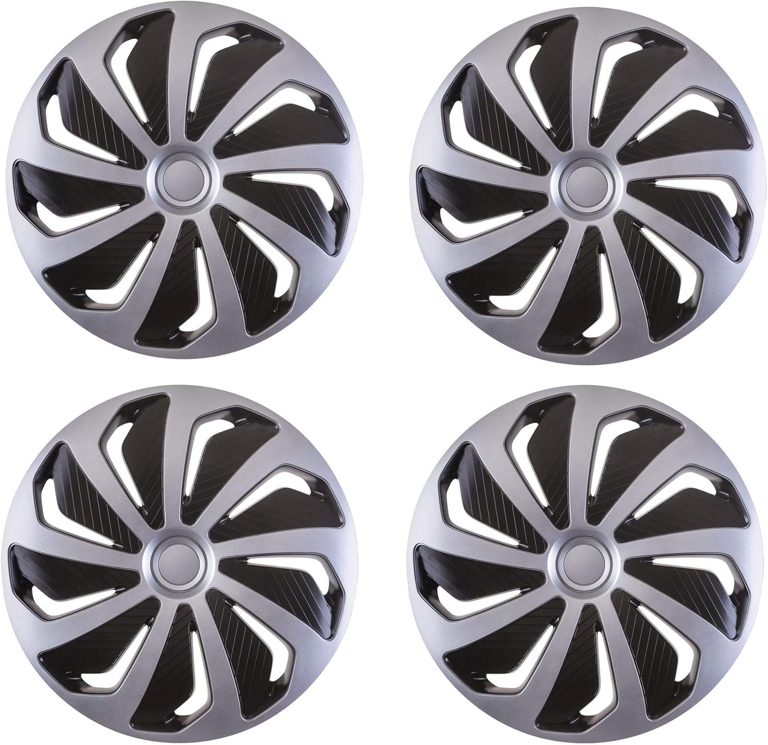 4X Wheel Trims Hub Caps 14" Covers Fits Suzuki Alto Wind Celerio Swift Ignis Black & Silver Alloy Look