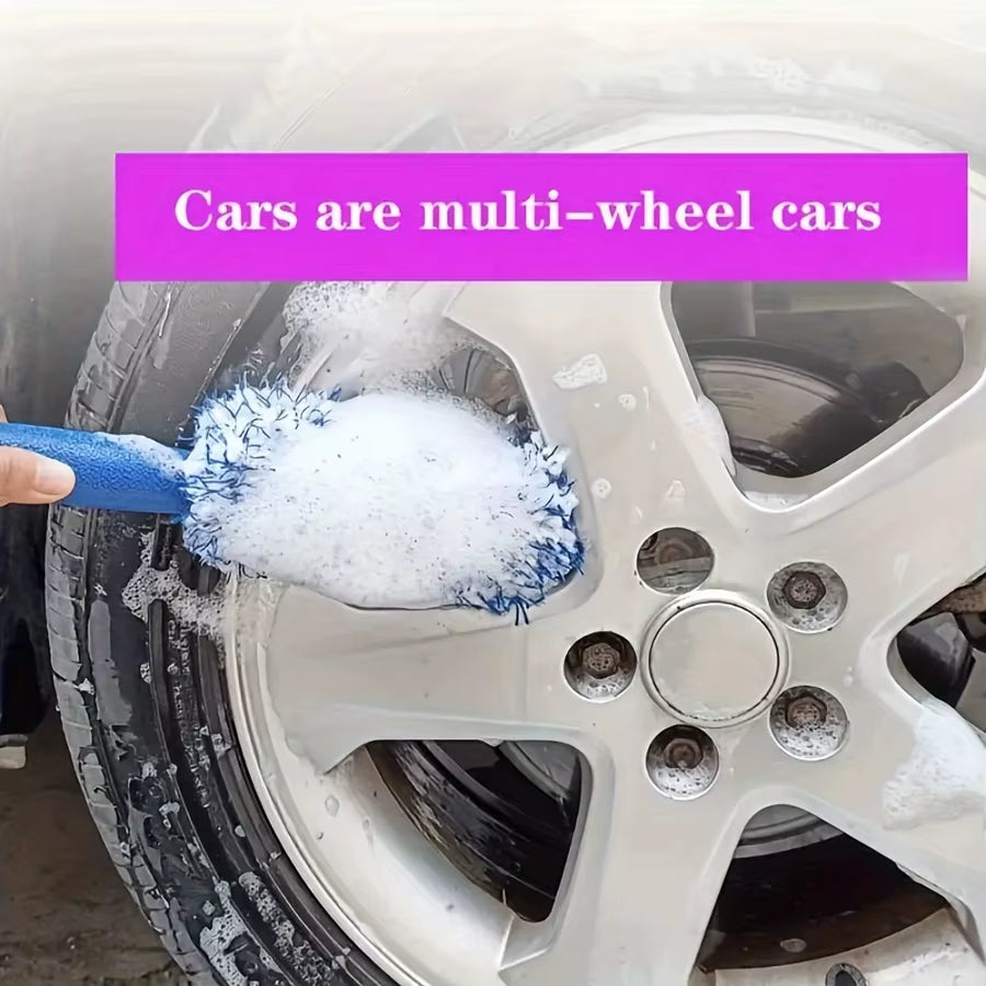 Car Wash Super Brush Plush Premium Wheels Brush Non-Slip Handle Easy to Cleaning Rims Spokes Wheel Barrel Car Detailing