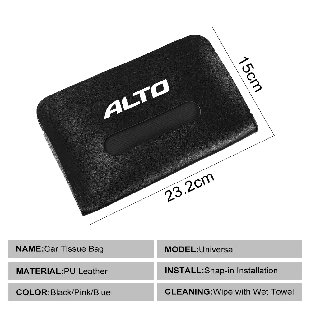 Car Visor Tissue Bag for Suzuki Jimny Swift Grand Vitara Ignis Alto Baleno SX4 Samurai S-Cross Celerio Ertiga Car Accessories