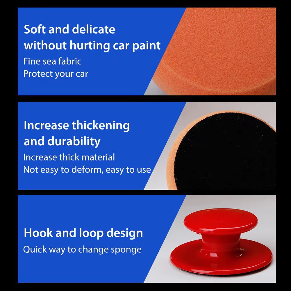 5Pcs Car Wax Wash Polish Pad Sponge Cleaning Foam Kit Microfiber Applicator Pads with Gripper Handle Car Polish Sponge Cleaning