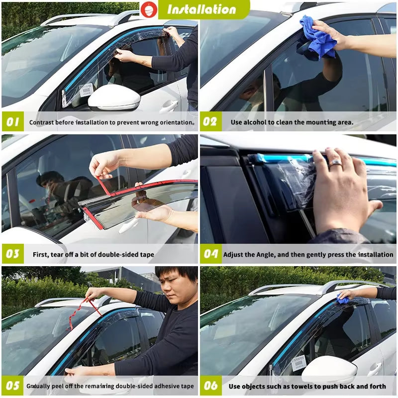 Swift GL Accessories Window Visors Weathershields Wind Rain Guard Door Visor Vent Shades Ventvisor Bright Strip