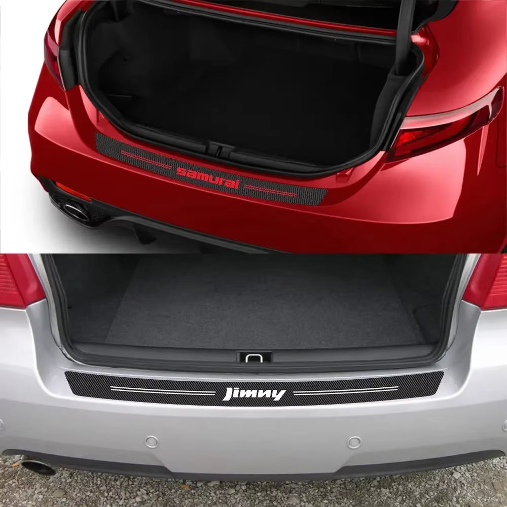 Rear Bumper Trunk Carbon Fiber Stickers for Suzuki Swift Jimny Baleno Vitara Alto Ignis SX4 Samurai Grand Vitara Car Accessories