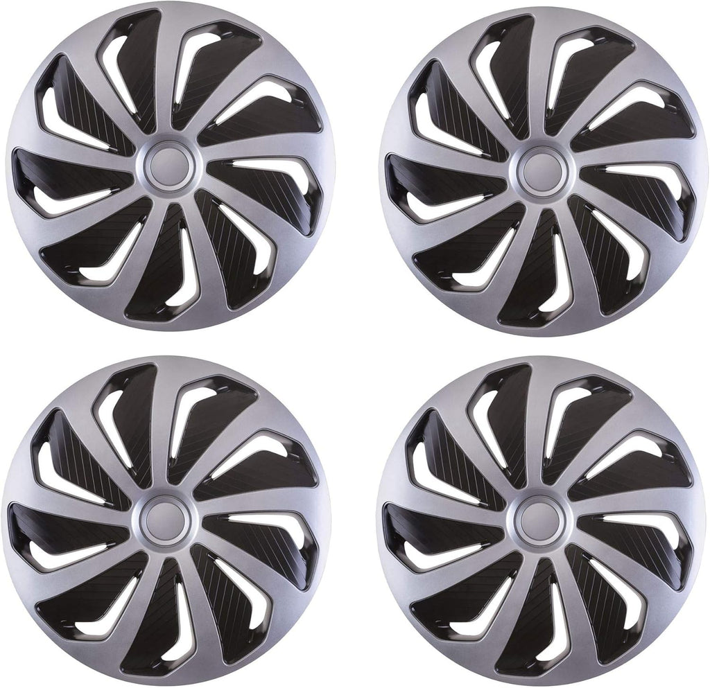 4X Wheel Trims Hub Caps 14" Covers Fits Suzuki Alto Wind Celerio Swift Ignis Black & Silver Alloy Look